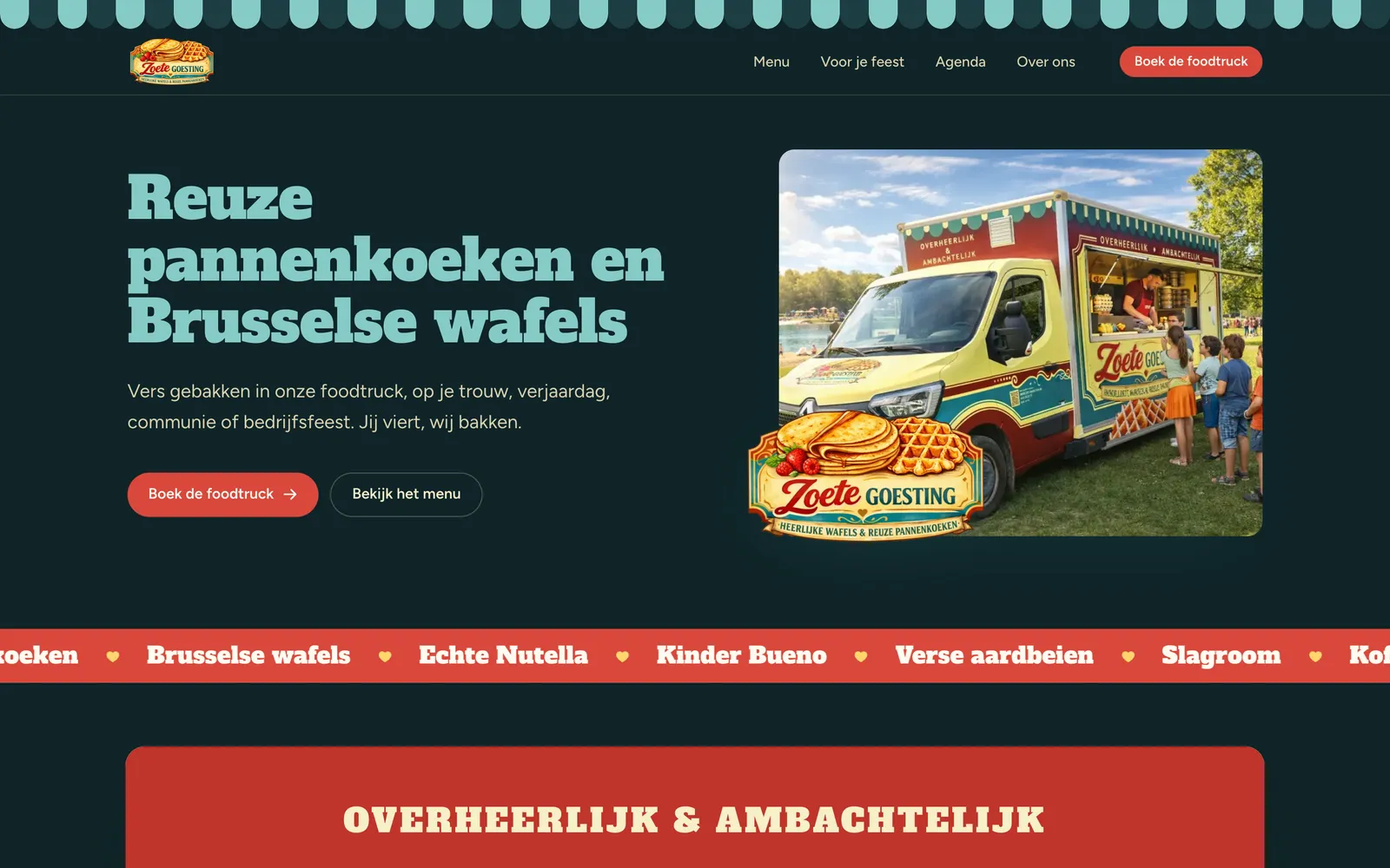 De startpagina van zoetegoesting.be op een computer